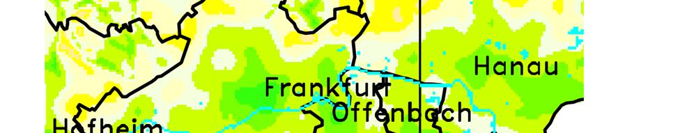 Aus dem statistischen Windfeldmodell (SWM) des Deutschen Wetterdienstes wurde - auf Basis des Zeitraums 1981-2000 - für das Stadtgebiet der Stadt Oberursel ein Bereich der mittleren