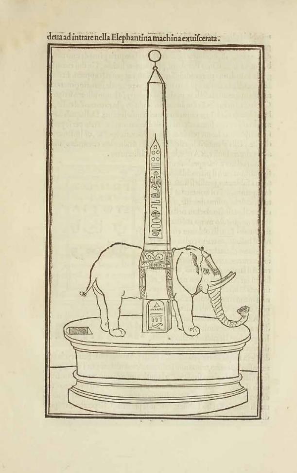 fol. b I verso. Um 1499. Abb. 9: Anonym: Obeliskenbekrönter Elefant.