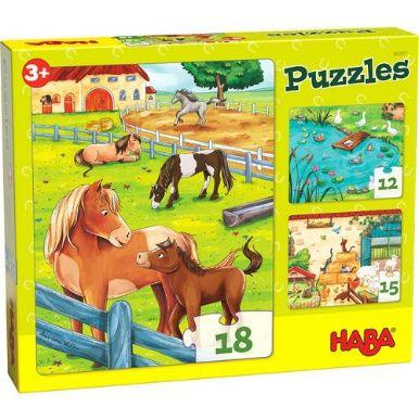 Mit diesen HABA Puzzles tauchen kleine Puzzle-Fans ein in die Welt der Bauernhoftiere.
