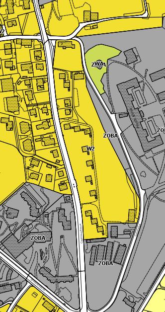 Quartierplan Cadonau, Chur, NV01 Planungsbericht 7 Zonenplan Gemäss dem Zonenplan befindet sich das Gebiet in der Wohnzone W2 (gelb) mit einer Ausnützungsziffer von 0.4.