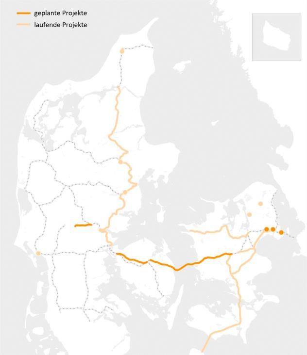 NACHHALTIGER TRANSPORT IN DÄNEMARK 17 (Letbanen). Weitere Projekte sind in der Planungs- (Hovedstadens Letbane von Lyngby nach Ishøj) oder Testphase (Odense Letbane).