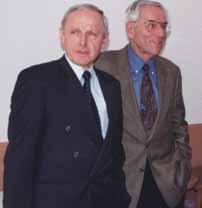 Arztlegende Dr. med. Heinz Böttrich (r.) und der damalige Chemnitzer Oberbürgermeister Dr.-Ing. Peter Seifert am Tag der offiziellen Einweihung des Geriatriezentrums am 28. Januar 2000.