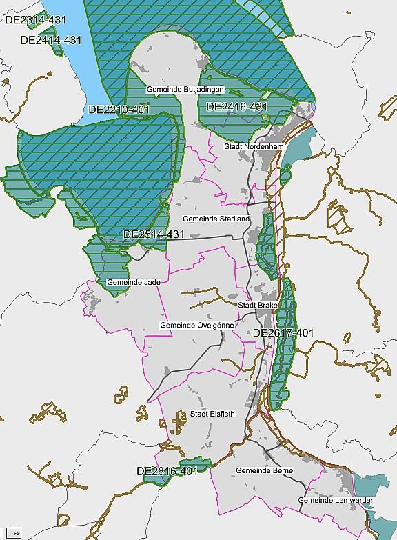 Vogelschutz in der Wesermarsch und dem Wattenmeer (GIS-LK / in Flächenüberlagerung; 02.2021) Dargestellt sind 1.