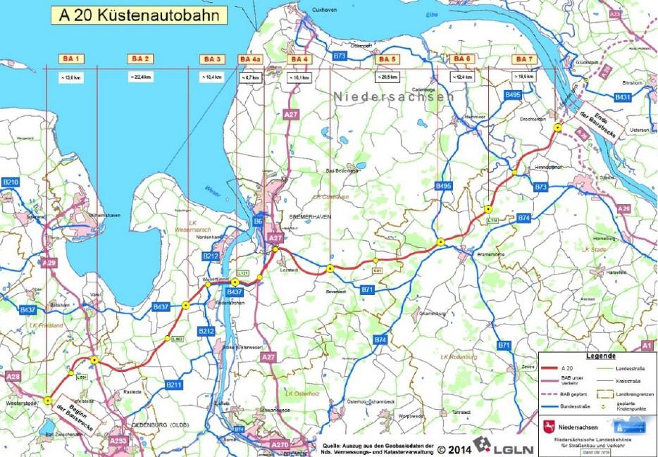 Übersicht: Autobahnen, Bundes-/ und Landesstraßen Bundes- u.
