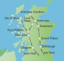 Über den Firth of Forth weiter zum Scone Palace, dem Sitz der schottischen Könige. Besichtigung. Weiter nach Carrbridge. 4.Tag: Fahrt in die Hauptstadt der Highland-Region, Inverness. Aufenthalt.