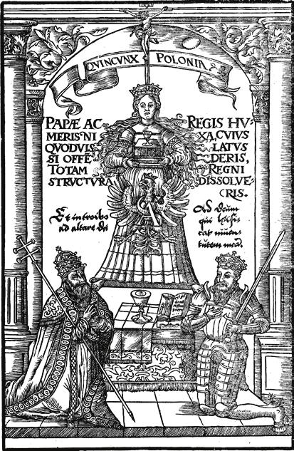 Paradisus hereticorum. Darstellung und Vermittlung der Reformation 247 Abb. 1: Stanisławs Orzechoswkis»Quincunx«von 1564 Papsttum als Träger der polnischen Nation zerstört habe.