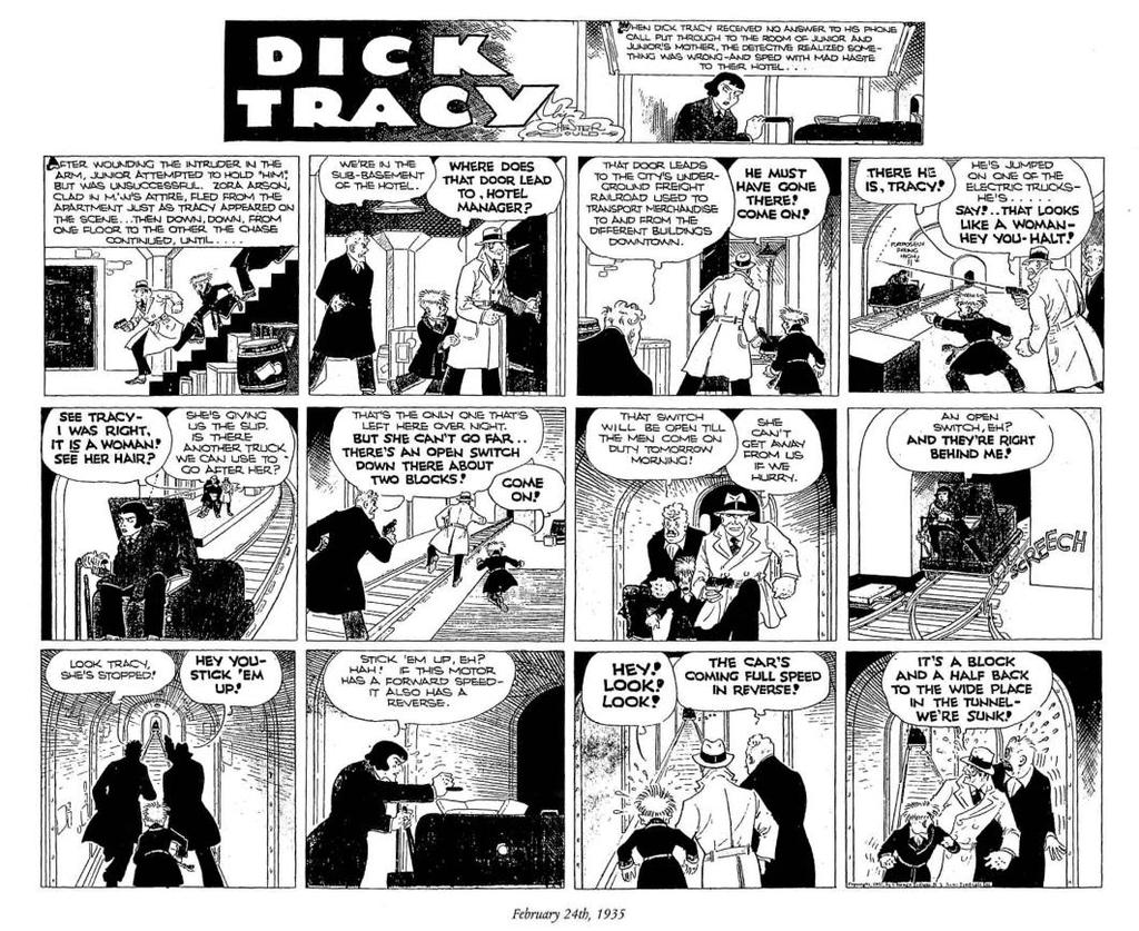 Tiefenwirkung verstärken, lassen den jeweiligen Schauplatz der Verbrecherjagden als expressionistisch wirkenden Asphaltdschungel 223 erscheinen: Comicsequenzen aus Dick Tracy Teil H: Abb. 12.