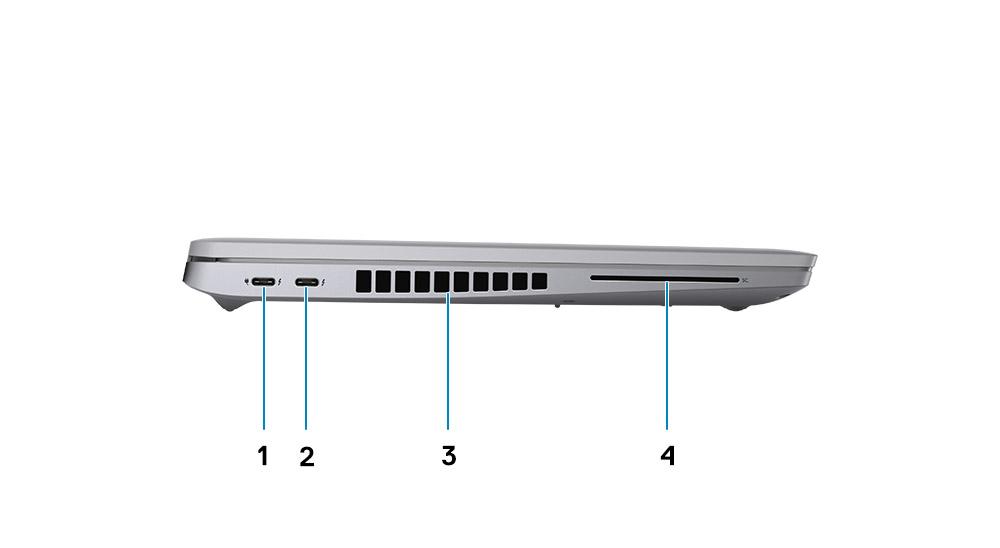 Links 1. Thunderbolt 3-Port mit DisplayPort Alternate- Modus/USB 3.2 Gen 2/Power Delivery für Intel Core i5/i7- Prozessoren der 10.