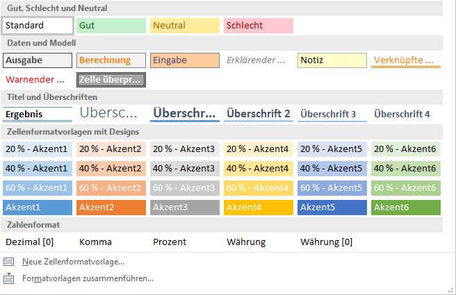 Es besteht natürlich auch die Möglichkeit, eigene Formatvorlagen zu erstellen.