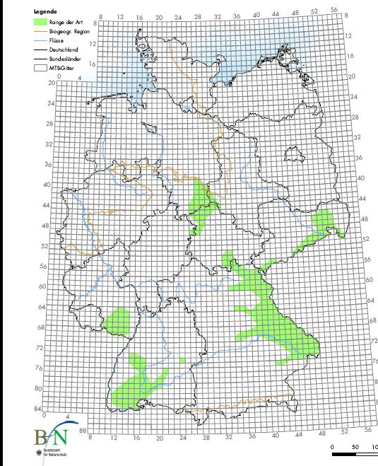 Die Karte rechts entstand aus Berichten der Länder an das Bundesamt für Naturschutz und wurde von dort an die EU-Kommission berichtet.