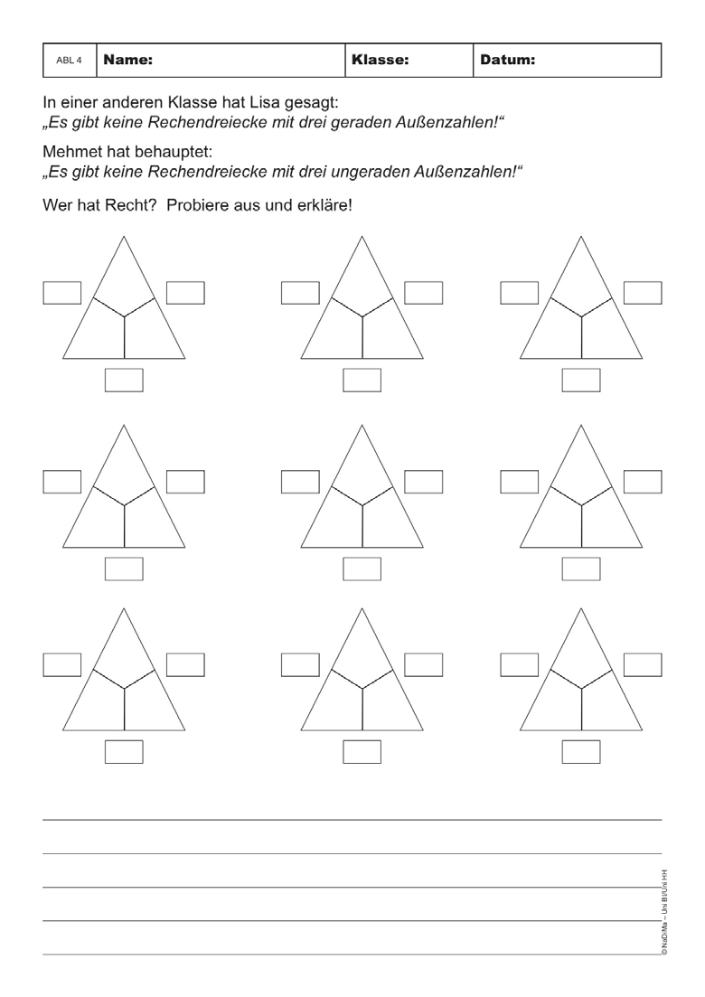 Erfahrungen konkretisiert an einer Problemstellung 4 Alle Kinder erhalten das abgebildete Arbeitsblatt mit derselben Fragestellung.