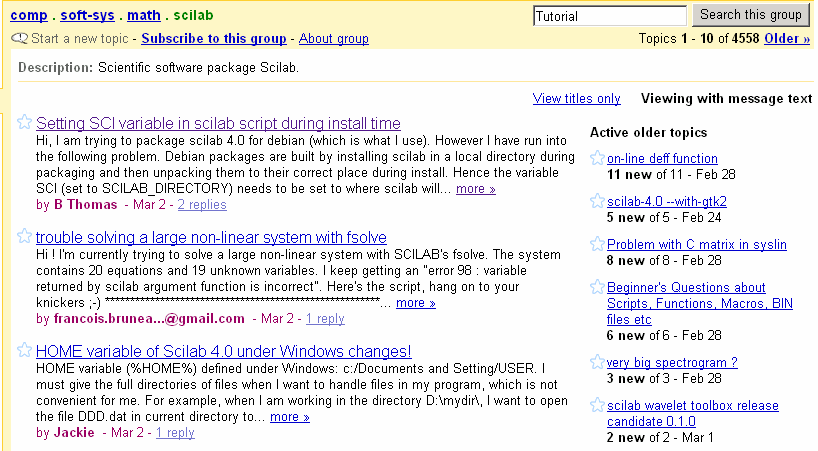 Um diese Seite zu sehen, können Sie entweder http://groups.google.com/group/comp.softsys.math.