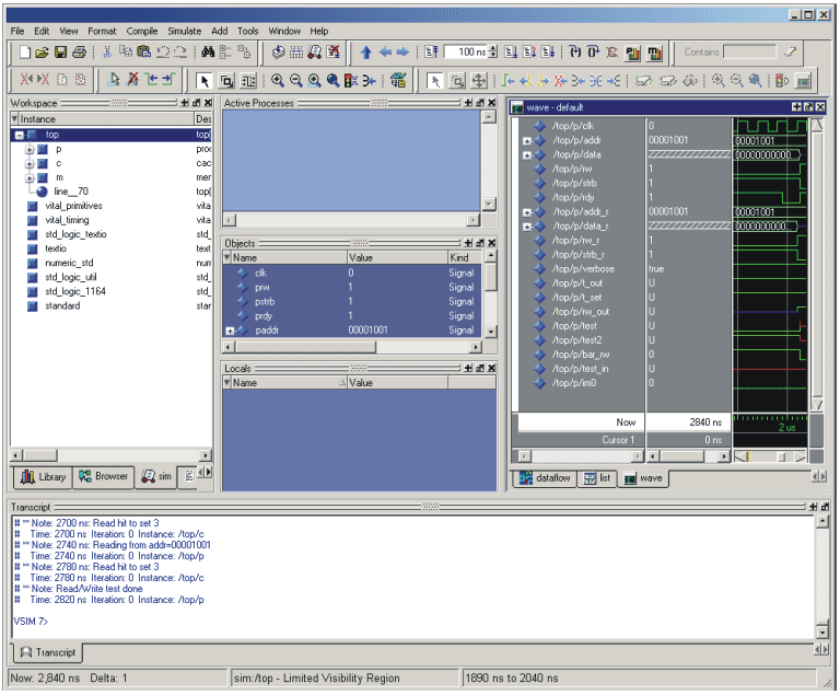 Bild 4.6: Oberfläche von ModelSim Ds Simultionstool ModelSim knn jedoch nicht ls Progmmiererstz für die VHDL-Progrmmiersoftwre Qurtus II dienen.