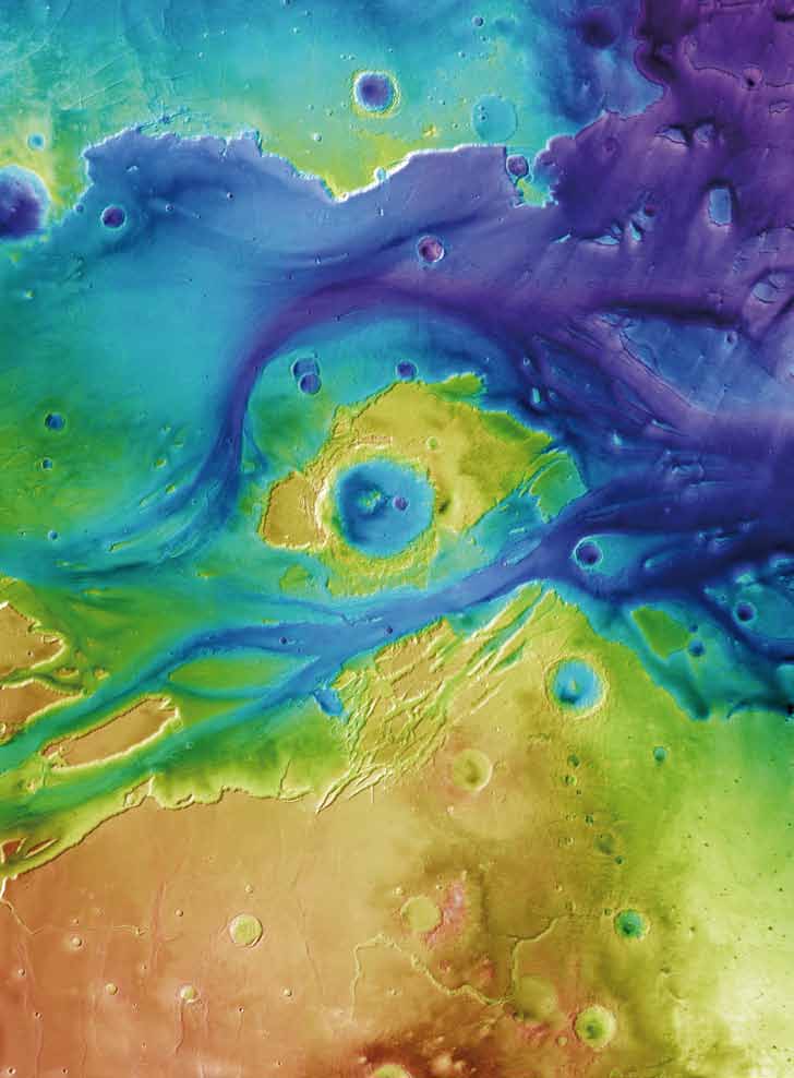 Topographie des Unterlaufs der Kasei Valles. Gerhard Neukum.