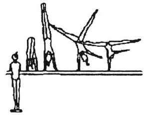 ), einamigen Handstand (2 Sek.) lowering to clear straddle support Senken i. eine beliebige on one arm, also with ¼ turn (90 ) Endposition 1.113 1.