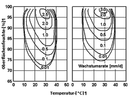 2 Ursachen für Schimmelpilzwachstum in Gebäuden Abhängigkeit von Feuchtigkeit und Temperatur angegeben, so spricht man von Isoplethensystemen.