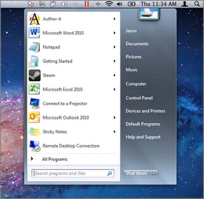 Windows auf dem Mac benutzen So öffnen Sie ein Windows Programm unter Verwendung des Ordners Windows Applications : Klicken Sie auf den Ordner und wählen Sie ein Programm aus.