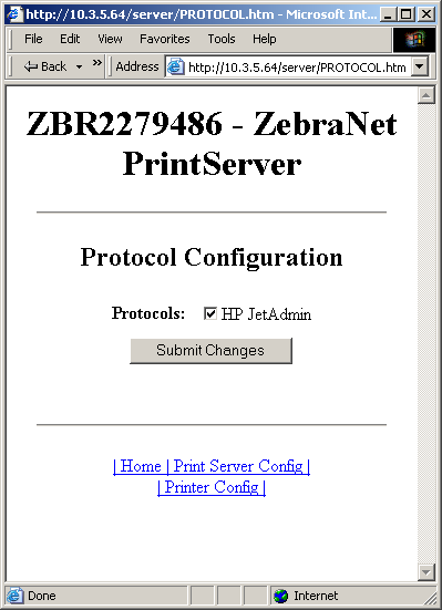 Erste Schritte Aktivieren von Protokollen 45 5. Klicken Sie auf der Seite Print Server Configuration (Printserver-Konfiguration) auf Enabled Protocols (Aktivierte Protokolle).