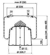 565mm, Merc. 946.328.1401 c = min.204mm. Weweler US 87 EURO F 159.