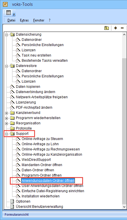 Seite 21 4.1. Verzeichnis der Importdatei voks-pfad für Datenexport ermitteln 1.