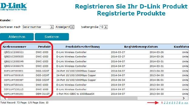 2.3 Wie Sie alle registrierten Produkte sehen können Um alle registrierten Produkte sehen zu können, wählen Sie bitte im Hauptmenü Registrierte Produkte aus.