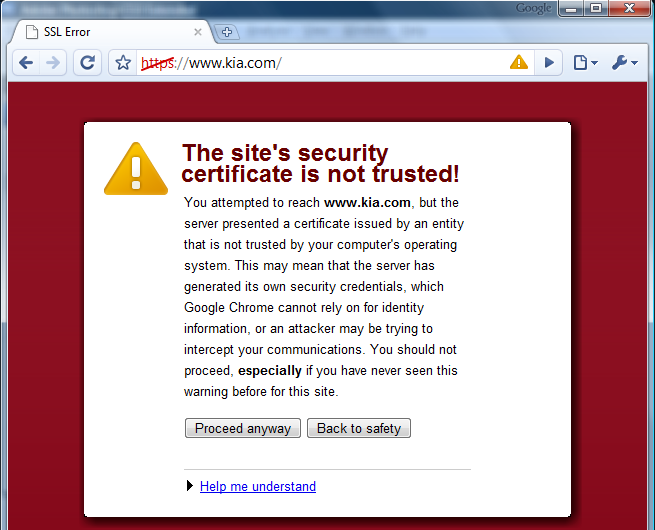 Browser Cues: Certificate Errors The web browser can detect certificate errors (e.g.