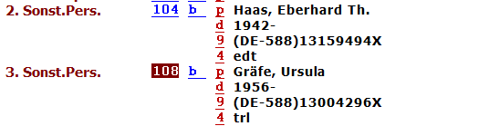 Beziehung zu einem Mitwirkenden - Person - Beispiele FRBR- Ebene RDA Element Erfassung E 20.2 Mitwirkender Haas, Eberhard Th., 1942- E 18.