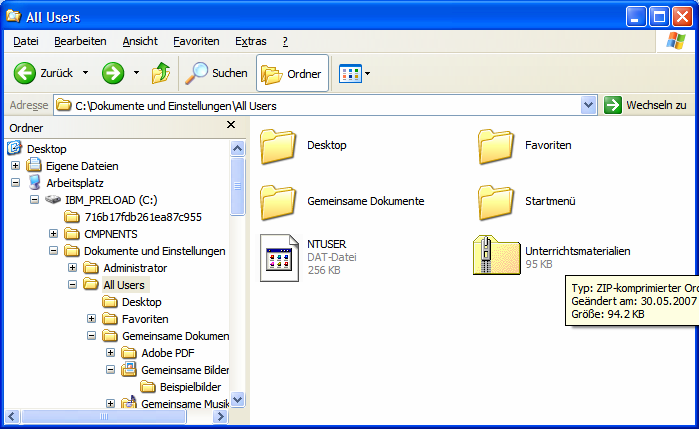 Erstellen einer Zip-Datei ab Windows XP bzw. Windows 7 1. Öffnen Sie den Windows Explorer. 2. Wählen Sie das Verzeichnis, in dem die Zip-Datei erstellt werden soll. 3.