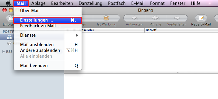1.9 Mail unter Mac OS X Im Folgenden wird in Mac