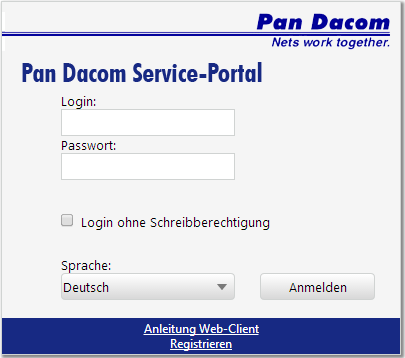 Erreichbarkeit des Pan Dacom Service-Portals Das Pan Dacom Service-Portal ist erreichbar