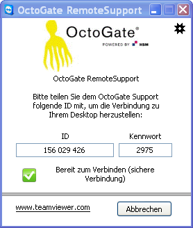 6. DER OCTOGATE REMOTESUPPORT 6 Der OctoGate RemoteSupport Bei dem OctoGate RemoteSupport-Client handelt es sich um ein kleines Softwaretool auf Basis des Teamviewer-Clients, das es dem