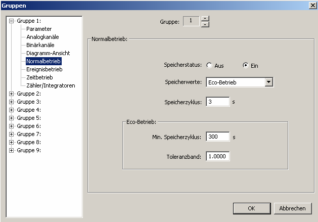 Gerätegruppen Eco-Betrieb Im Normalbetrieb, Ereignisbetrieb oder Zeitbetrieb kann der entsprechende Wert aus dem Eco-Betrieb gespeichert