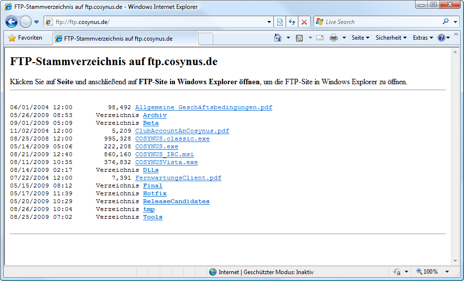 Troubleshooting (2) FTP-Server ftp://ftp.cosynus.