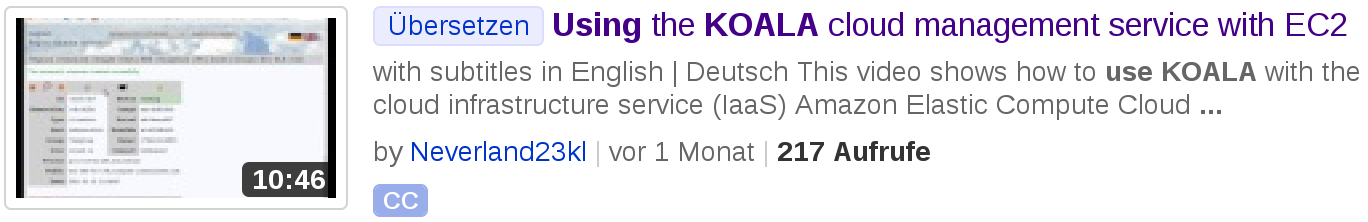 Informationen zu KOALA KOALA als kostenfreier Dienst in der Google App Engine http://koalacloud.appspot.com Projektseite mit Quellcode und Dokumentation http://code.google.