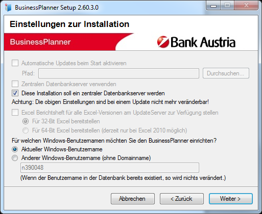 Schritt 3 / Fall 4 Dezidierter Datenbankserver, dezidierter Update Server + Clients Einstellungen im Datenbank