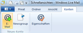 Windows Live Mail 2012 1 Klicken Sie im Menü unter «Konten» den Punkt «E-Mail» an. 4 Klicken Sie auf «Fertig stellen». 2 Geben Sie bei «E-Mail-Adresse» Ihre HIN-E-Mail-Adresse ein.