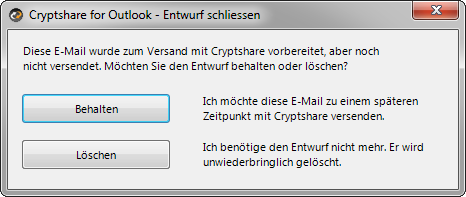 4. Wenn die von Ihnen verfasste E-Mail bereits Inhalte enthält, die Sie behalten möchten, können Sie nun entscheiden,