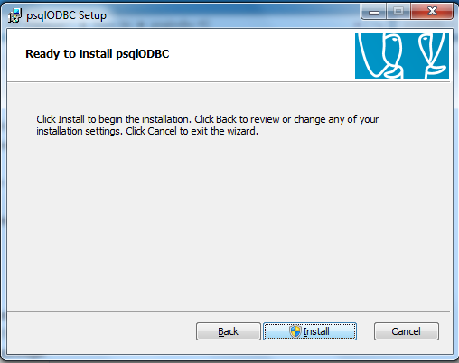 Installation von psqlodbc_09_01_0100-1 5. Bestätigen Sie die Installation mit einem Klick auf Install. Wichtig!!! 6.
