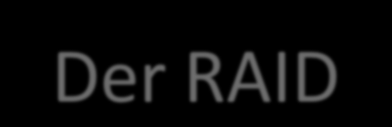 Implementationen RAID Level (IV) Der RAID-Level Zoo und seine Tiere Die exotischen 2 (Bit-Level Striping), 3 (Byte-Level Striping) 4 (ähnlich 5, aber eigene Platte für Paritätsinformation) 6 (ähnlich