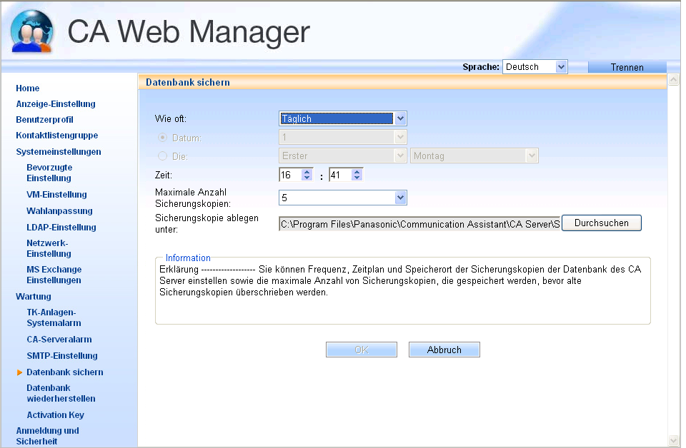 4.1 CA Server installieren 1. Öffnen Sie CA Web Manager am Computer, auf dem CA Server 2.