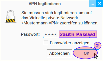 3.2.2 VPN Verbindung herstellen Schritt 1 Das Networkmanager-Icon in der Statuszeile, dann den Eintrag 'VPN-Verbindungen' und die zuvor erstellte