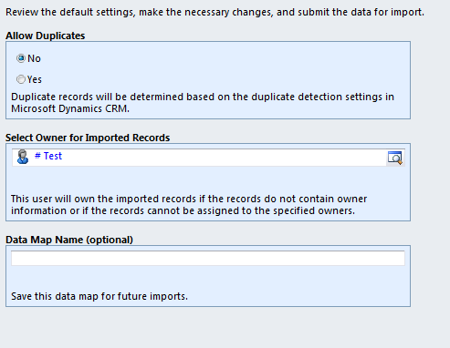 Click Next on Review Mapping Summary screen, review the settings and click Submit: Check that the data