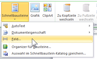 5.) Schnellbausteine anklicken und Feld