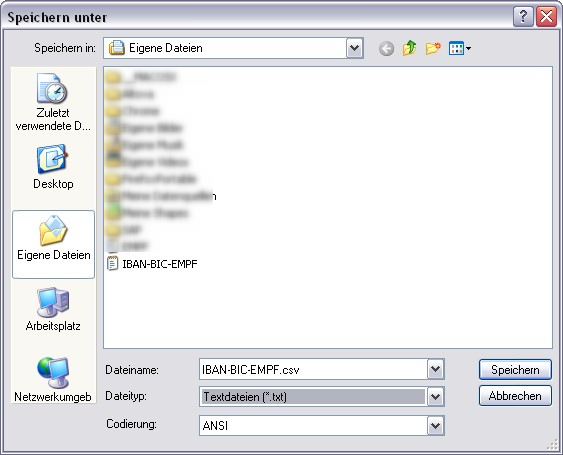 Öffnen Sie über den Windowsexplorer die konvertierten Daten per Doppelklick auf die Datei "IBAN-BIC- EMPF.txt".