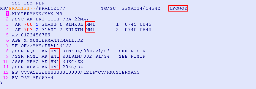 TQM Anzeige der TSM Liste (Transitional Stored MCO), hier Kreditkartenentgelt, Gepäck und Sitzplatzreservierung TQM/M2 - Darstellung der TSM 2 Schritt 9 (optional): Abschluss der Buchung ER -