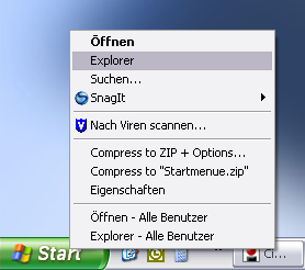 Einstieg über den Windows Explorer 1. Einstieg über den Windows Explorer Klicken Sie mit der rechten Maustaste auf die Schaltfläche [Start] oder das Windowssymbol am unteren linken Bildschirmrand.