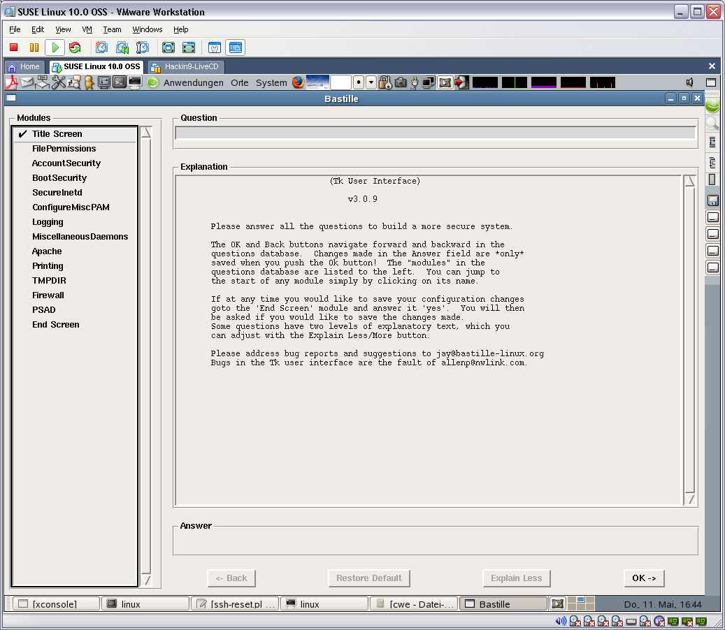 Toolkit Toolkit - TOOLKIT Kommandozeilenprogramme GUI-Tools Hackin9-Magazin Boot-CD Bastille Linux Hardening Tool