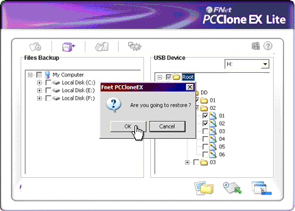 Jetzt können Sie mit dem Backup-Taster am Gehäuse das Backup starten. Dateiwiederherstellung Verbinden Sie das Gerät mit dem PC und schalten Sie es an. Führen Sie das Programm PC CloneEX aus.