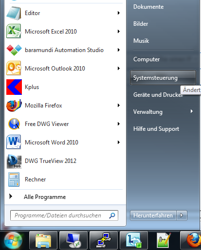2. Einrichtung mit Windows 7 2.1. Öffnen Sie die Systemsteuerung über Start > Systemsteuerung. 2.2. Klicken Sie auf E-Mail.