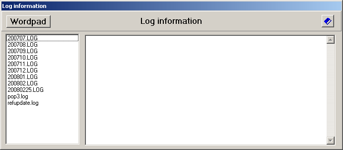 Nun erscheint ein kleines Menü mit vier Optionen: Kommunikations-Log BCM-Log Update-Log Import-Log 2. Klicken Sie auf Kommunikations-Log. 3. Auf Ihrem Bildschirm erscheint das folgende Fenster.